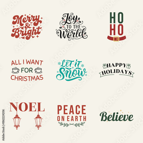 Festive Christmas Typography and Holiday Lettering Collection