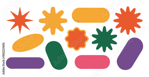 Retro design elements. vintage shapes in 70s style. colorful abstract graphic objects for backgrounds, posters, cards