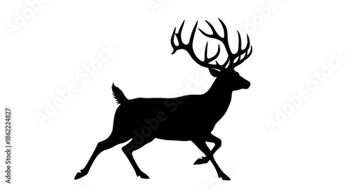 Majestic deer with large antlers running freely