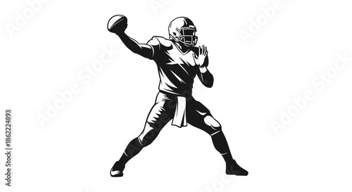American football player throwing ball in action
