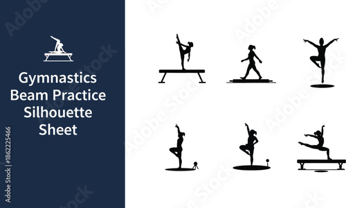 Female gymnastics balance beam silhouette Sheet
