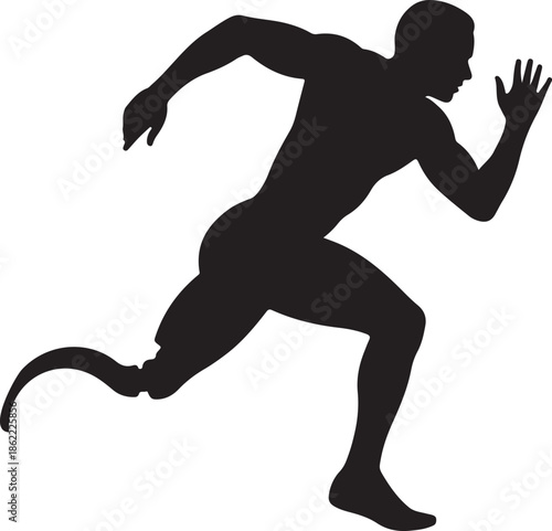 Cybernetic athlete running a sports game flat black vector illustration