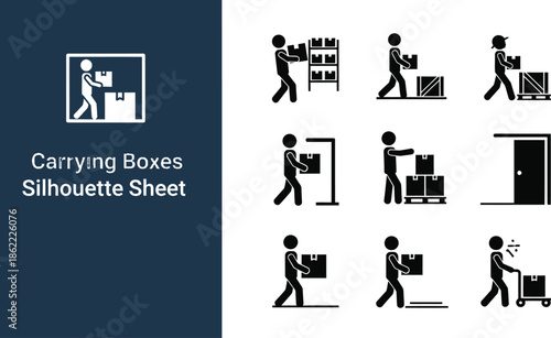 Workers carrying shipping boxes silhouette Sheet