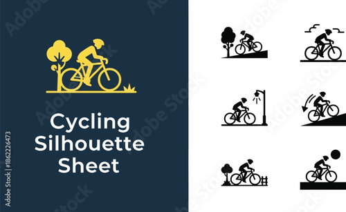 Cycling sport silhouette Sheet