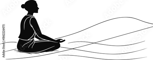 Vector silhouette illustration of a woman with flying insect elements in a creative artistic design