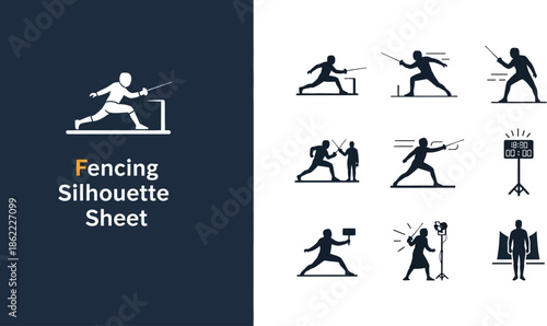 Fencing sport silhouette Sheet