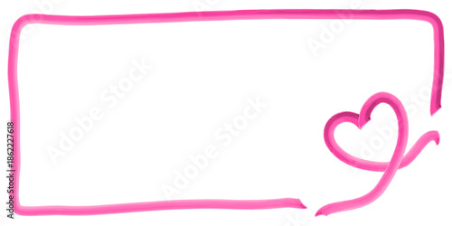 ピンクの手描きハート付きフレーム /Hand Drawn Pink Frame with Heart