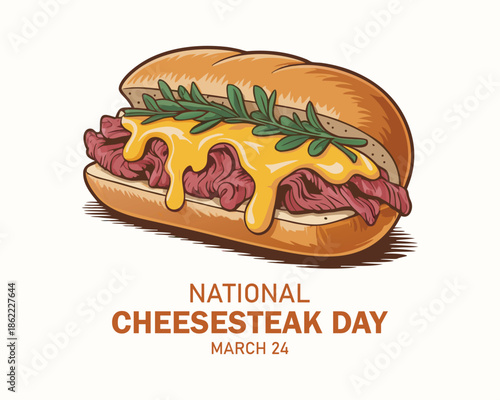 vector graphic of National Cheesesteak Day ideal for National Cheesesteak Day celebration.