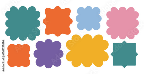 Set of colorful creative abstract wavy blob shapes collection of different frames and backgrounds