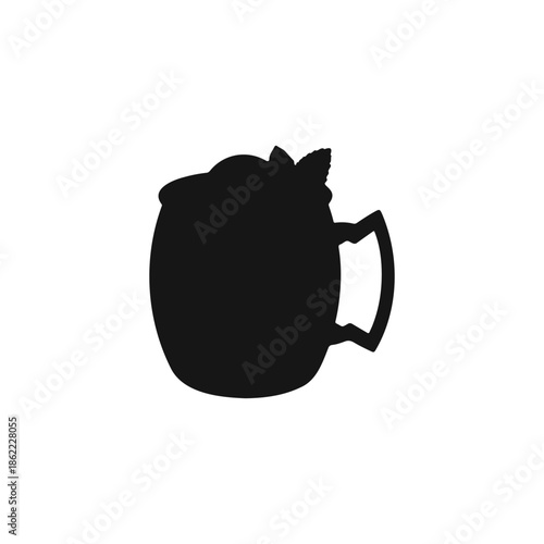Cocktail copper mug silhouette vector flat illustration design.