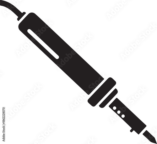 Black and white soldering iron icon for electronics repair