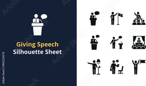 Public speaking and presentation silhouette Sheet