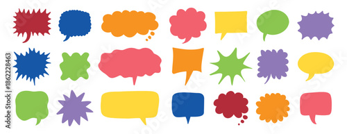 colorful speech bubbles set. Hand drawn vector cute communication bubbles. speech bubble collection