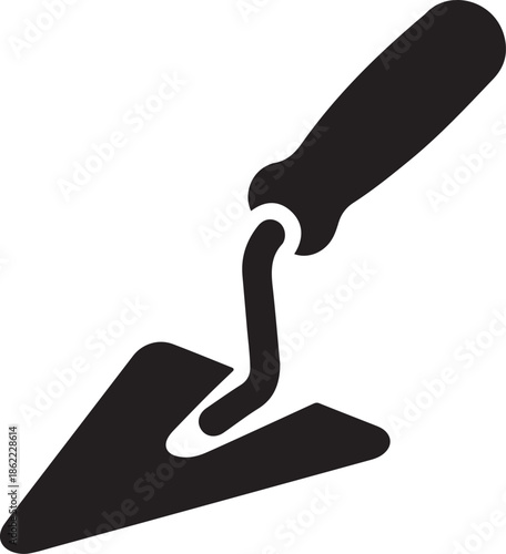 Black and White Trowel Icon for Construction and Building Projects