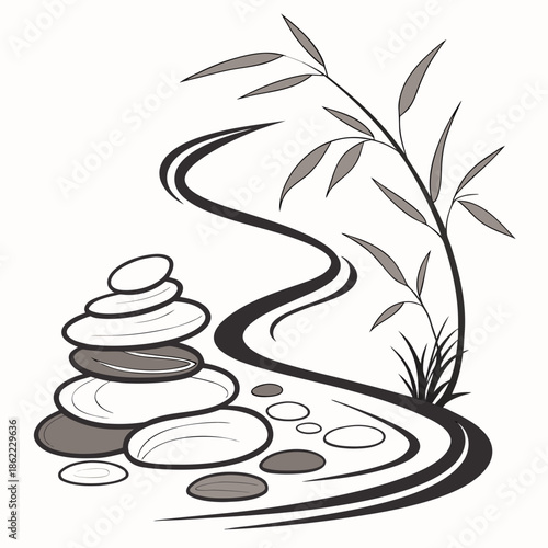 Zen Stone Stack Abstract Mark for Nature Harmony, Balance Branding, and Meditation Centers