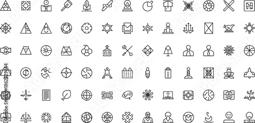 Collection of black and white line representing various engineering and technical concepts