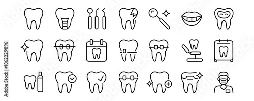 Dental care icons set for healthcare and medical design