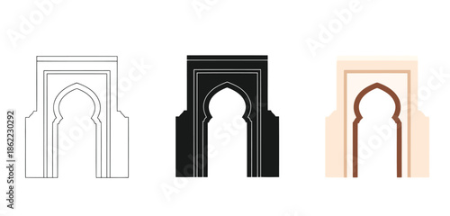 Modern Arch Architecture Vector Collection for Islamic Architecture, Worship Spaces and Religious UI Design