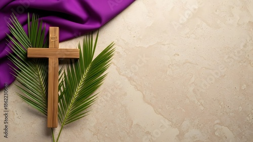 Easter cross with palm frond symbolizing resurrection and hope