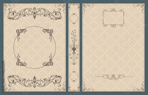 Vintage-style leather cover with decorative frame elements and classic lines.