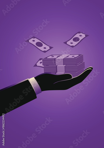 Hand holding stack of money