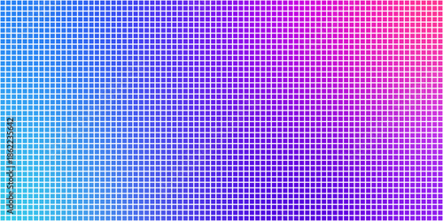 Neon pixel gradient bg. Blue, pink and purple gradient background. Abstract digital pattern with square elements grid. Vibrant cyber futuristic texture. Modern vector illustration.