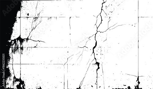 Black Crack Lines on White Texture. 