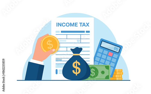 Income Tax Calculation with Money and Calculator