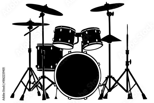 drum kit silhouette vector, drum kit  black symbol
