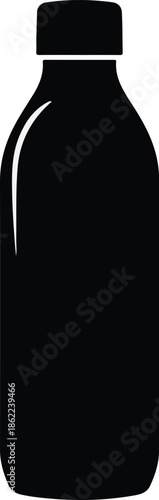 Simple Black Silhouette of a Jar with Lid on White Background bottle container