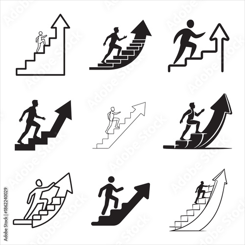 Silhouette Vector Goal of Victory Achievement Ambition Graphic Illustration