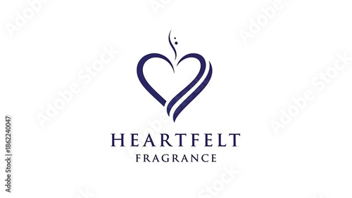 A heart-shaped logo comprised of an outline and flowing lines, with the word "Heartfelt" above "Fragrance" in a simple, elegant font