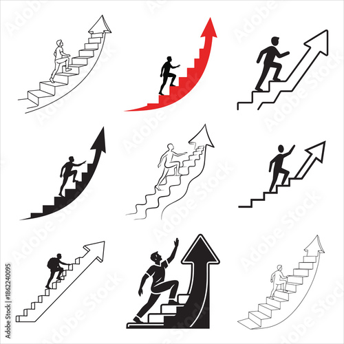 Icon Silhouette of Graphic Goal Achievement Vector Triumph Advancement