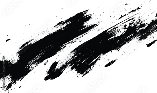 Abstract Black Brush Smear Design Element. Bold Black Brush Stroke Texture