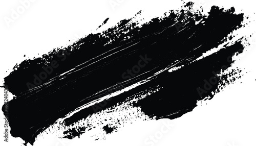 Modern Abstract Black Paint Stroke. Black Ink Paint Stroke on White Canvas