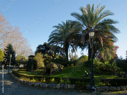 beautiful view of the public gardens in La Spezia, Italy