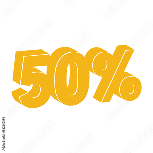 Fifty percent numerical discount shown in yellow.