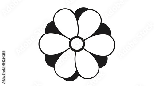 White flower icon simplified into basic petal shapes.