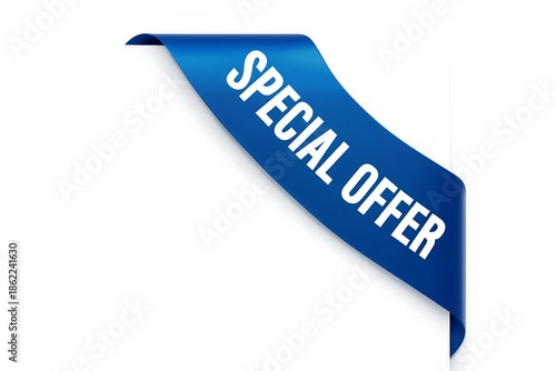 Special offer blue ribbon banner