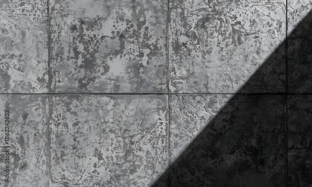 Obraz premium Grungy concrete wall texture with diagonal shadow weathered surface background for architectural design and urban concepts