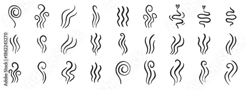 hot steam icon design line element, doodle smell sign, wave symbol. hot drink lines