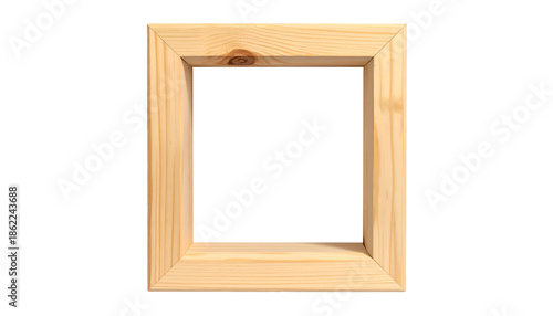 Light-colored, square wooden frame with a hollow center against a black background