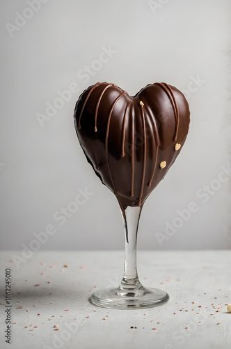 Heart Chocolate Praline with Artistic Chocolate Decoration