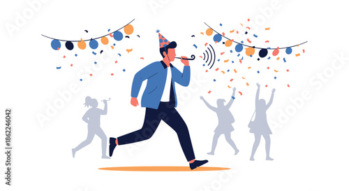 Strong female archer dressed in a blue tunic pulling back her bow and aiming an arrow with intense focus and precision against a white background.