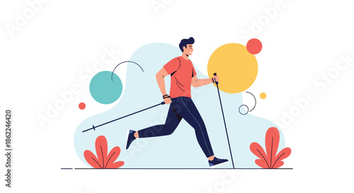 Adorable grey and white cat wearing a shower cap takes a bath in a blue tub full of bubbles and white soap foam.