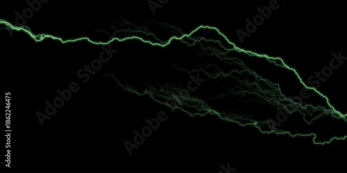 Lightning bolts striking background. Electric green energy crackling across a dark sky. Lightning bolts striking background. Lightning, electric thunderbolt strike of green color during night storm,