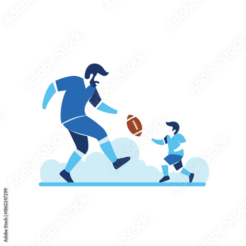 Father and Son Playing American Football