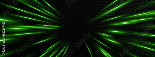 Line green with speed effect bg and light. Png cartoon laser with glow and speed. Line green neon energy white car tech gradient explosion abstract spark flash glitter electric bolt perspective.