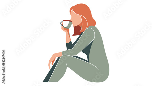 Woman Sitting with Coffee Cup