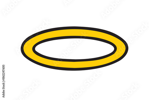 angels halo, nimbus doodle icon. vector flat icon design yellow halo on white background. logo template halo element religion theme.
